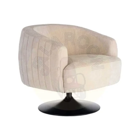 Sillón giratorio crema en tejido poliéster estructura madera conglomerada pata de hierro relleno foam 73x80x73cm - Ixia - 616831IX - foto-secundaria-9