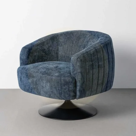 Sillón giratorio azul en tejido 100% poliéster con base metálica 73x80x73cm - Ixia - 616832IX - foto-secundaria-10