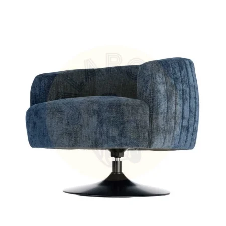 Sillón giratorio azul en tejido 100% poliéster con base metálica 73x80x73cm - Ixia - 616832IX - foto-secundaria-5