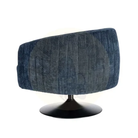 Sillón giratorio azul en tejido 100% poliéster con base metálica 73x80x73cm - Ixia - 616832IX - foto-secundaria-8