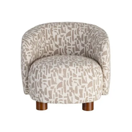 Sillón estampado crema beige tejido 100% poliéster estructura madera conglomerada patas madera de caucho relleno foam 73x82x70cm - Ixia - 616833IX - foto-blanco
