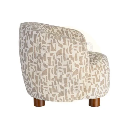 Sillón estampado crema beige tejido 100% poliéster estructura madera conglomerada patas madera de caucho relleno foam 73x82x70cm - Ixia - 616833IX - foto-secundaria-2
