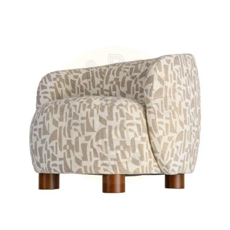 Sillón estampado crema beige tejido 100% poliéster estructura madera conglomerada patas madera de caucho relleno foam 73x82x70cm - Ixia - 616833IX - foto-secundaria-4