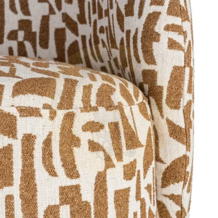 Sillón estampado crema ocre tapizado en tejido 100% poliéster con patas madera de caucho 73x82x70cm - Ixia - 616834IX - foto-secundaria-1