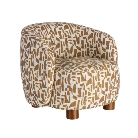 Sillón estampado crema ocre tapizado en tejido 100% poliéster con patas madera de caucho 73x82x70cm - Ixia - 616834IX - foto-secundaria-10