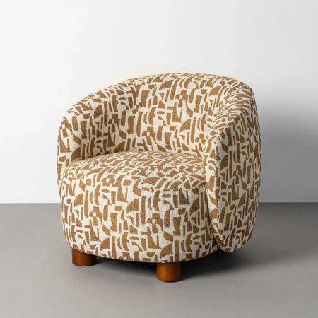 Sillón estampado crema ocre tapizado en tejido 100% poliéster con patas madera de caucho 73x82x70cm - Ixia - 616834IX - foto-secundaria-11