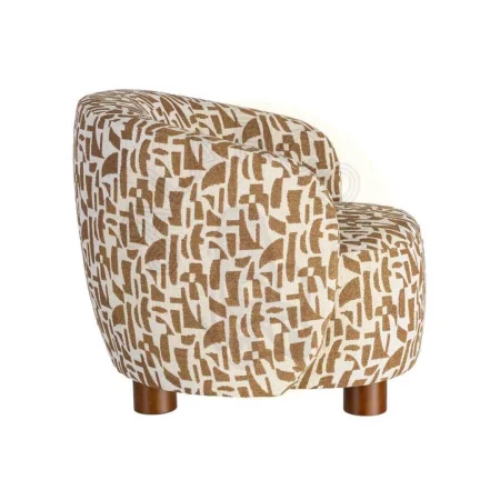 Sillón estampado crema ocre tapizado en tejido 100% poliéster con patas madera de caucho 73x82x70cm - Ixia - 616834IX - foto-secundaria-3