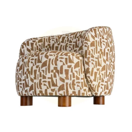 Sillón estampado crema ocre tapizado en tejido 100% poliéster con patas madera de caucho 73x82x70cm - Ixia - 616834IX - foto-secundaria-5