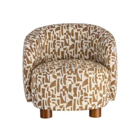 Sillón estampado crema ocre tapizado en tejido 100% poliéster con patas madera de caucho 73x82x70cm - Ixia - 616834IX - foto-secundaria-6
