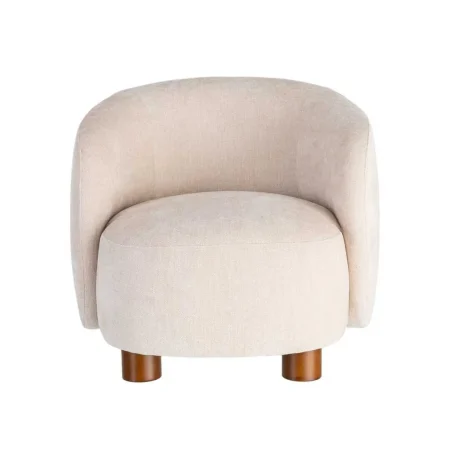 Sillón crema tapizado en tejido 100% poliéster con patas de madera de caucho 73x82x70cm - Ixia - 616835IX - foto-blanco