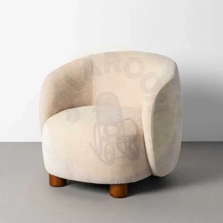 Sillón crema tapizado en tejido 100% poliéster con patas de madera de caucho 73x82x70cm - Ixia - 616835IX - foto-secundaria-10