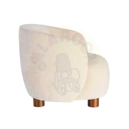 Sillón crema tapizado en tejido 100% poliéster con patas de madera de caucho 73x82x70cm - Ixia - 616835IX - foto-secundaria-2