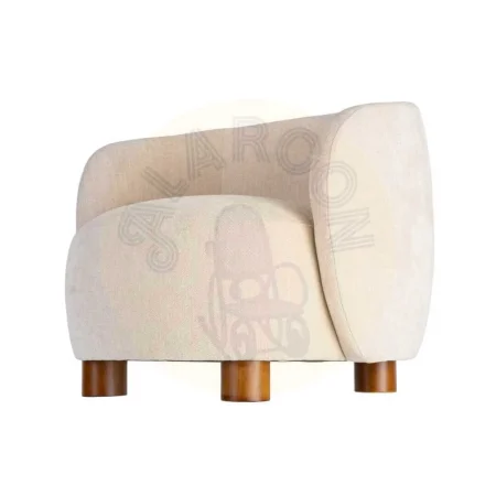Sillón crema tapizado en tejido 100% poliéster con patas de madera de caucho 73x82x70cm - Ixia - 616835IX - foto-secundaria-4