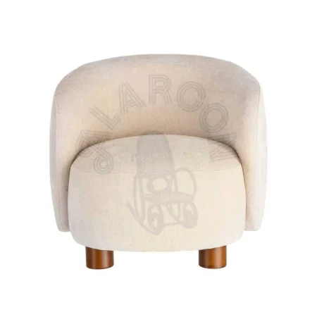 Sillón crema tapizado en tejido 100% poliéster con patas de madera de caucho 73x82x70cm - Ixia - 616835IX - foto-secundaria-5