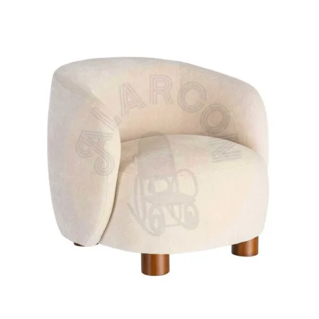 Sillón crema tapizado en tejido 100% poliéster con patas de madera de caucho 73x82x70cm - Ixia - 616835IX - foto-secundaria-9