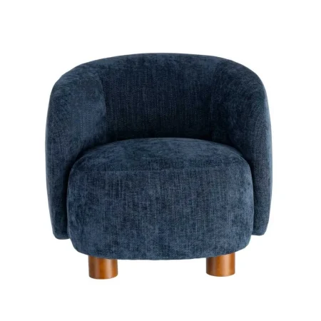 Sillón azul tapizado en tejido 100% poliéster estructura en madera conglomerada patas de madera de caucho relleno de foam 73x82x70cm - Ixia - 616836IX - foto-blanco