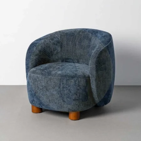 Sillón azul tapizado en tejido 100% poliéster estructura en madera conglomerada patas de madera de caucho relleno de foam 73x82x70cm - Ixia - 616836IX - foto-secundaria-11
