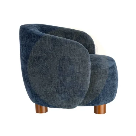 Sillón azul tapizado en tejido 100% poliéster estructura en madera conglomerada patas de madera de caucho relleno de foam 73x82x70cm - Ixia - 616836IX - foto-secundaria-3