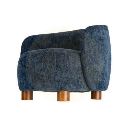 Sillón azul tapizado en tejido 100% poliéster estructura en madera conglomerada patas de madera de caucho relleno de foam 73x82x70cm - Ixia - 616836IX - foto-secundaria-5