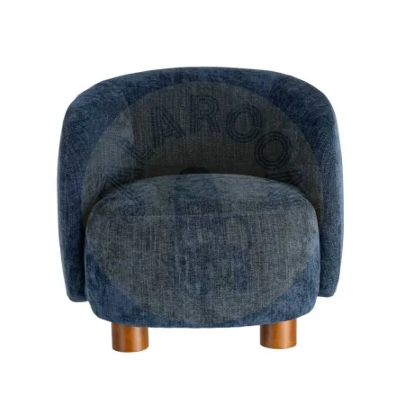 Sillón azul tapizado en tejido 100% poliéster estructura en madera conglomerada patas de madera de caucho relleno de foam 73x82x70cm - Ixia - 616836IX - foto-secundaria-6