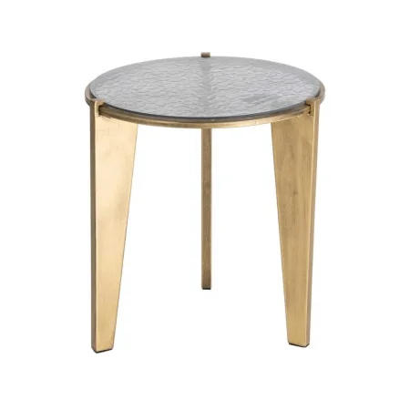 Mesita oro viejo cristal templado y hierro 48.50x48.50x50.50cm - Ixia - 616837IX - foto-blanco