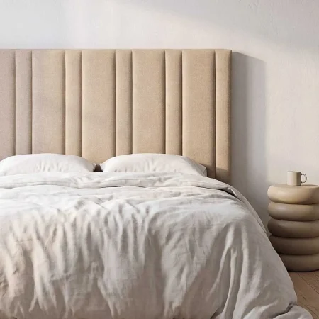 Cabecero beige tejido para dormitorio 160x122cm - Ixia - 616857IX - foto-blanco