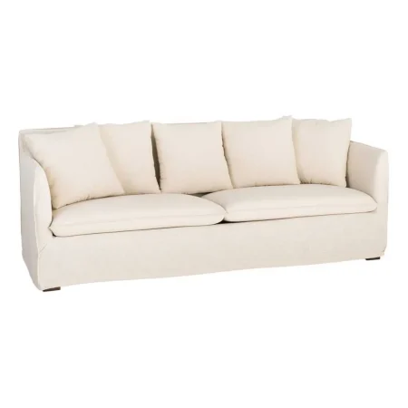 Sofá desenfundable en tejido beige mezcla de poliéster y lino 215x92x78cm - Ixia - 616858IX - foto-blanco