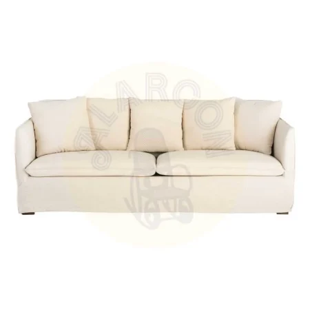 Sofá desenfundable en tejido beige mezcla de poliéster y lino 215x92x78cm - Ixia - 616858IX - foto-secundaria-1