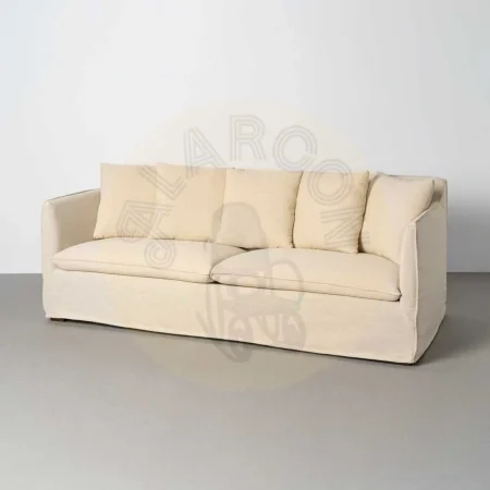 Sofá desenfundable en tejido beige mezcla de poliéster y lino 215x92x78cm - Ixia - 616858IX - foto-secundaria-10