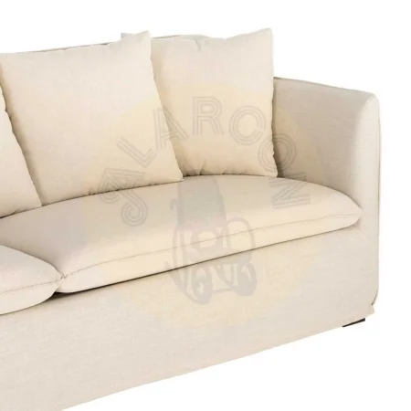 Sofá desenfundable en tejido beige mezcla de poliéster y lino 215x92x78cm - Ixia - 616858IX - foto-secundaria-3
