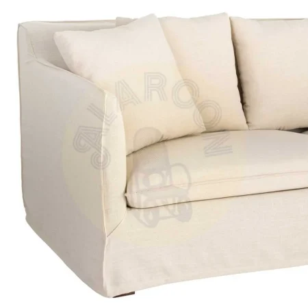 Sofá desenfundable en tejido beige mezcla de poliéster y lino 215x92x78cm - Ixia - 616858IX - foto-secundaria-4