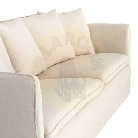 Sofá desenfundable en tejido beige mezcla de poliéster y lino 215x92x78cm - Ixia - 616858IX - foto-secundaria-6