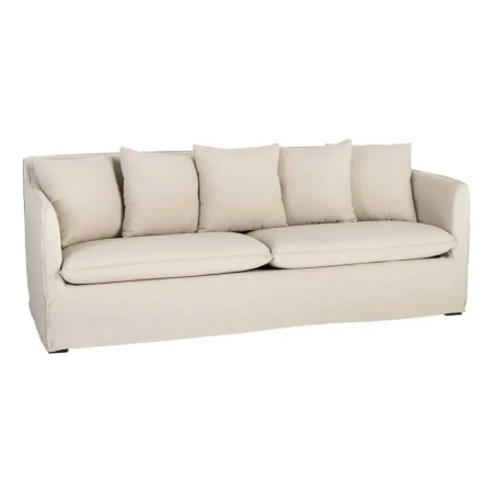 Sofá desenfundable tapizado en tejido con poliéster reciclado y lino color taupe 215x92x78cm - Ixia - 616859IX - foto-blanco