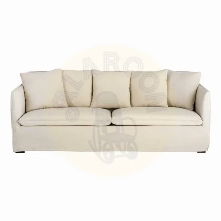 Sofá desenfundable tapizado en tejido con poliéster reciclado y lino color taupe 215x92x78cm - Ixia - 616859IX - foto-secundaria-1