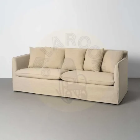Sofá desenfundable tapizado en tejido con poliéster reciclado y lino color taupe 215x92x78cm - Ixia - 616859IX - foto-secundaria-10