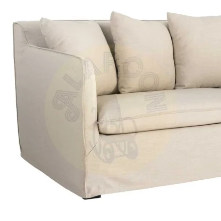Sofá desenfundable tapizado en tejido con poliéster reciclado y lino color taupe 215x92x78cm - Ixia - 616859IX - foto-secundaria-4