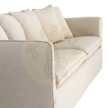 Sofá desenfundable tapizado en tejido con poliéster reciclado y lino color taupe 215x92x78cm - Ixia - 616859IX - foto-secundaria-6