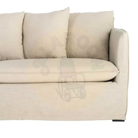 Sofá desenfundable tapizado en tejido con poliéster reciclado y lino color taupe 215x92x78cm - Ixia - 616859IX - foto-secundaria-7