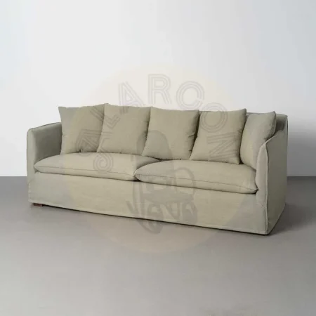 Sofá verde desenfundable en tejido mixto lavable 215x92x78cm - Ixia - 616860IX - foto-secundaria-9