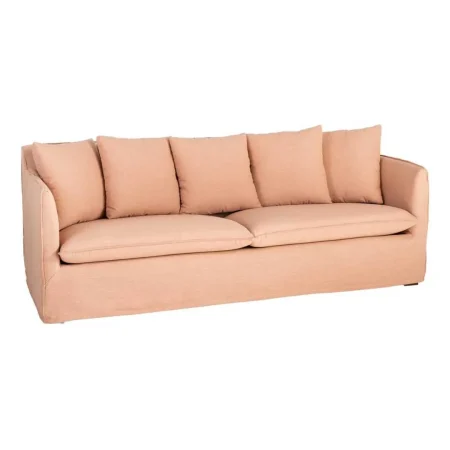 Sofá desenfundable tapizado en tejido salmón con poliéster reciclado y lino 215x92x78cm - Ixia - 616861IX - foto-blanco