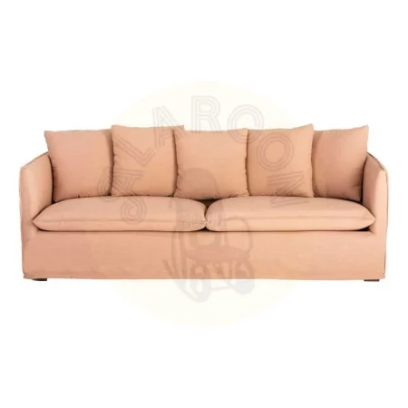 Sofá desenfundable tapizado en tejido salmón con poliéster reciclado y lino 215x92x78cm - Ixia - 616861IX - foto-secundaria-1
