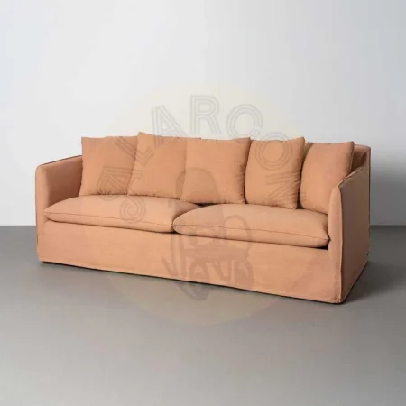 Sofá desenfundable tapizado en tejido salmón con poliéster reciclado y lino 215x92x78cm - Ixia - 616861IX - foto-secundaria-10