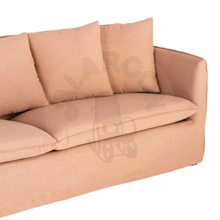 Sofá desenfundable tapizado en tejido salmón con poliéster reciclado y lino 215x92x78cm - Ixia - 616861IX - foto-secundaria-3