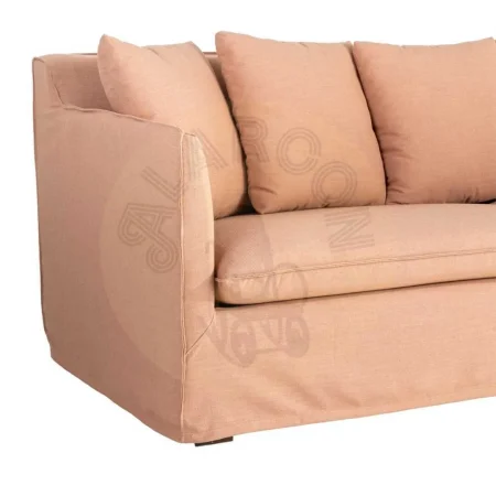 Sofá desenfundable tapizado en tejido salmón con poliéster reciclado y lino 215x92x78cm - Ixia - 616861IX - foto-secundaria-4