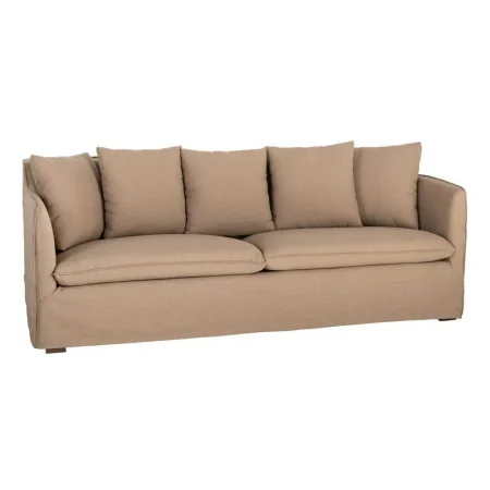 Sofá marrón desenfundable en tejido con poliéster reciclado y lino 215x92x78cm - Ixia - 616862IX - foto-blanco