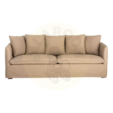 Sofá marrón desenfundable en tejido con poliéster reciclado y lino 215x92x78cm - Ixia - 616862IX - foto-secundaria-1