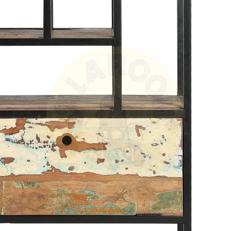 Librería Kairox 1 puerta abatible en madera reciclada y metal multicolor diseño artesanal único 80x40x212cm - Giner y Colomer - 6168GYC - foto-secundaria-4