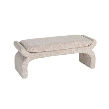 Banqueta tapizada beige en tejido 100% poliéster 115x43x45cm - Ixia - 616934IX - foto-blanco