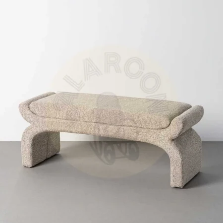 Banqueta tapizada beige en tejido 100% poliéster 115x43x45cm - Ixia - 616934IX - foto-secundaria-6