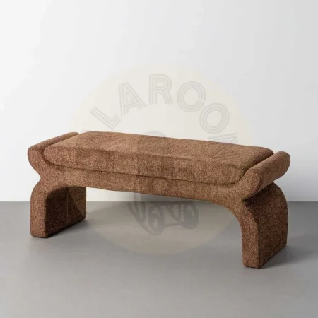 Banqueta tapizada en tejido 100% poliéster marrón 115x43x45cm - Ixia - 616935IX - foto-secundaria-6
